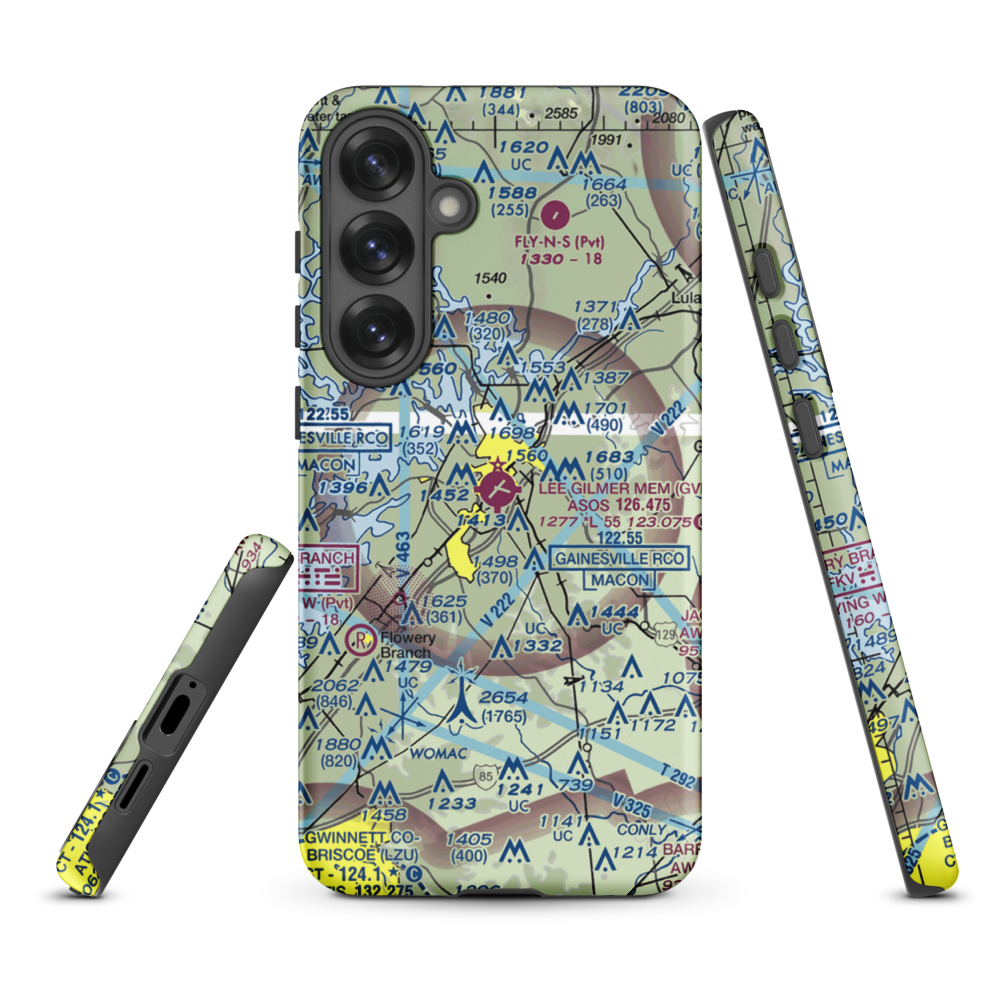 Lee Gilmer Memorial Airport (GVL) VFR Sectional Samsung Phone Case Samsung Galaxy S25 Plus model shown