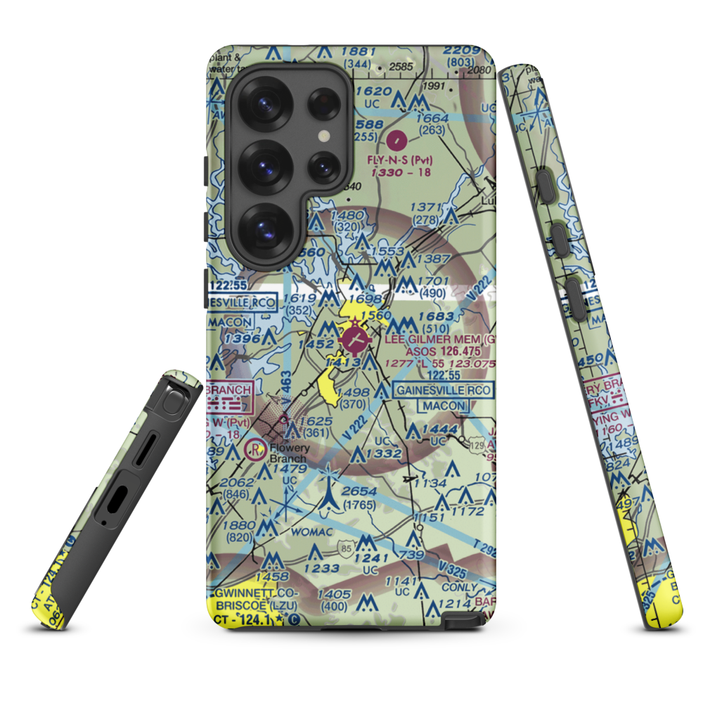 Lee Gilmer Memorial Airport (GVL) VFR Sectional Samsung Phone Case Samsung Galaxy S25 Ultra model shown