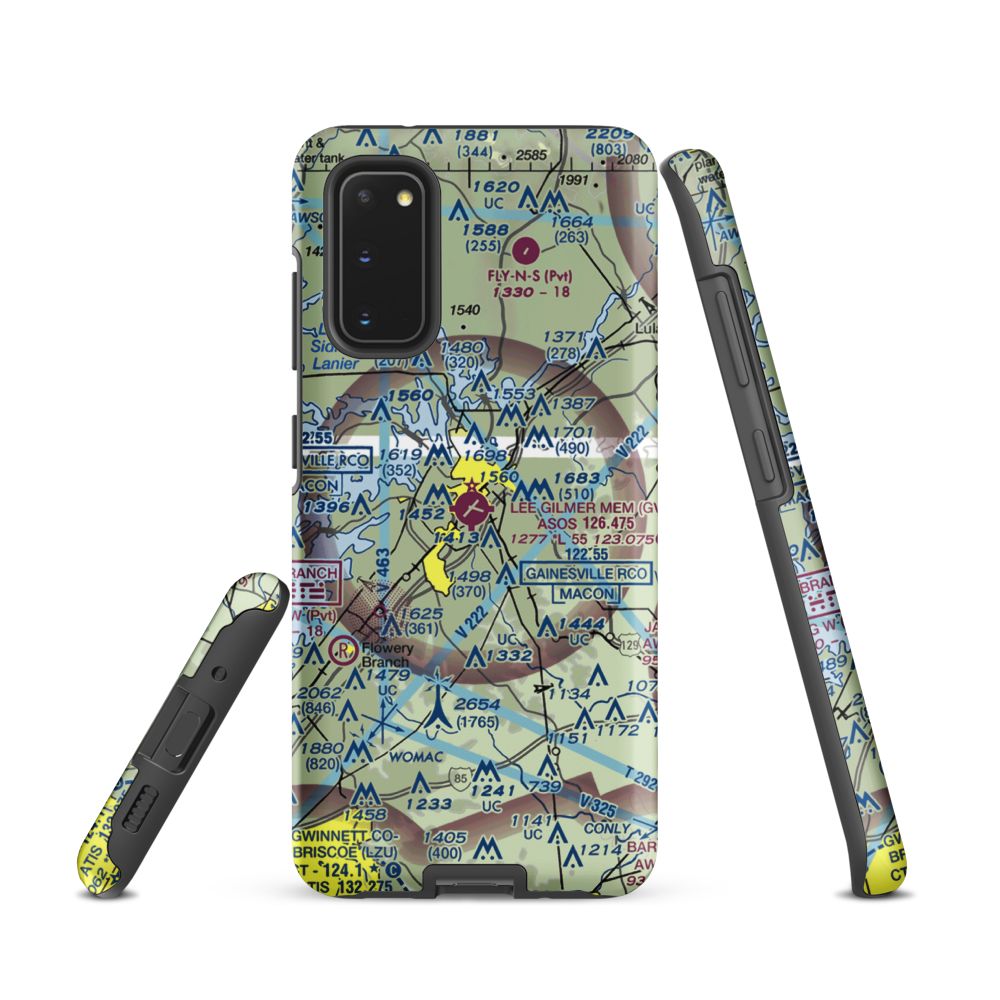 Lee Gilmer Memorial Airport (GVL) VFR Sectional Samsung Phone Case Samsung Galaxy S20 model shown