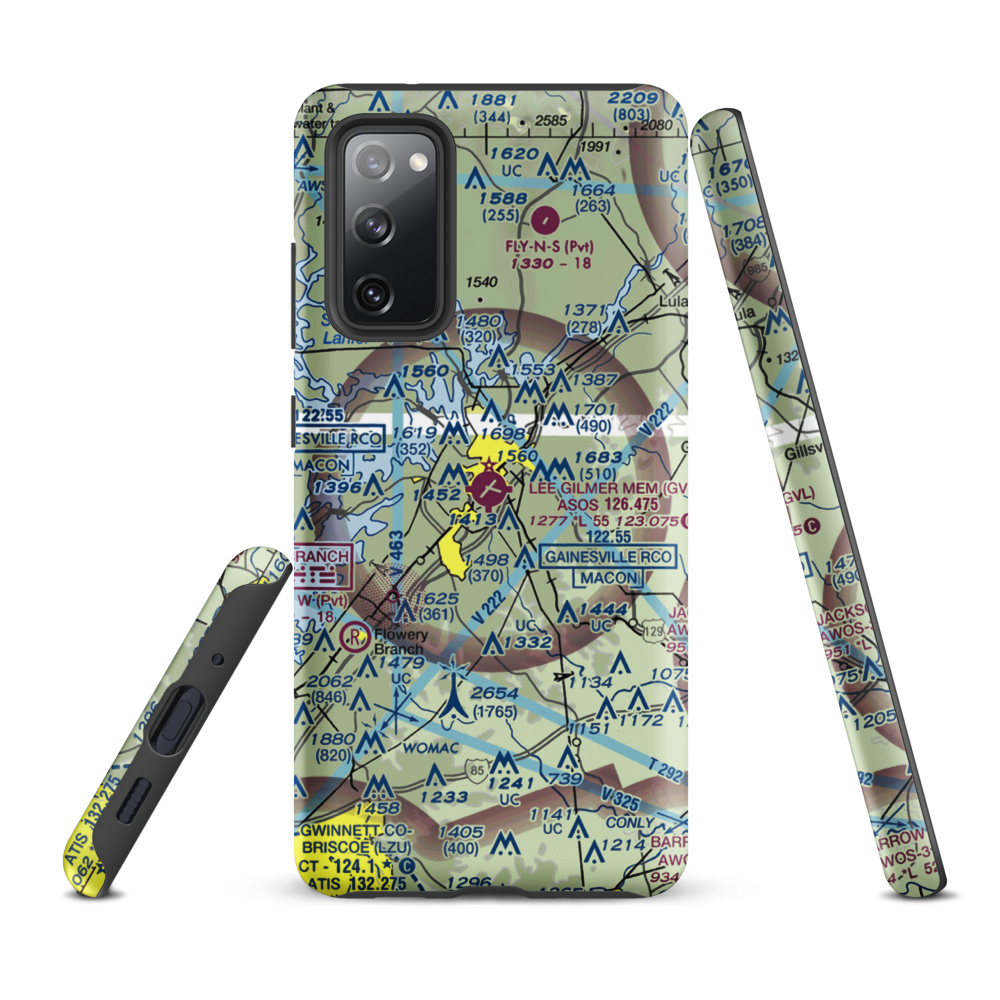 Lee Gilmer Memorial Airport (GVL) VFR Sectional Samsung Phone Case Samsung Galaxy S20 FE model shown
