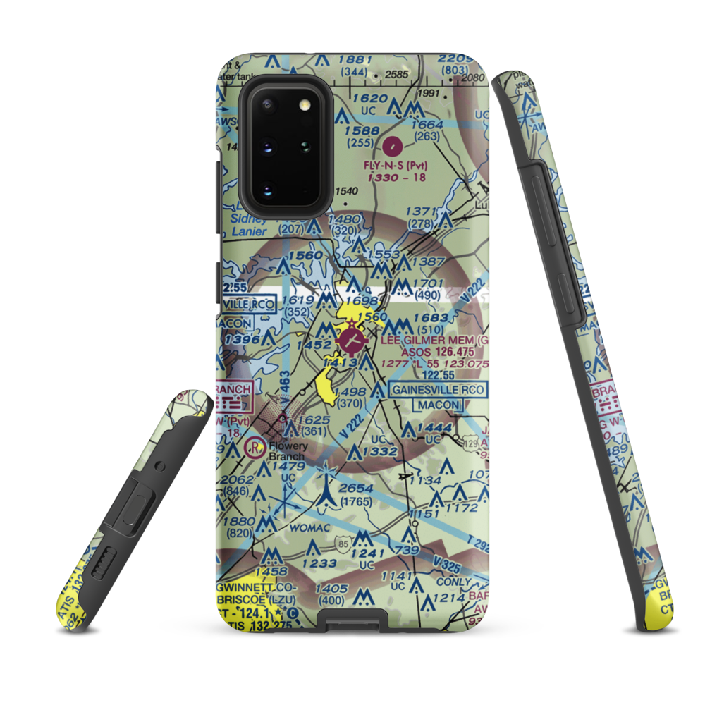 Lee Gilmer Memorial Airport (GVL) VFR Sectional Samsung Phone Case Samsung Galaxy S20 Plus model shown