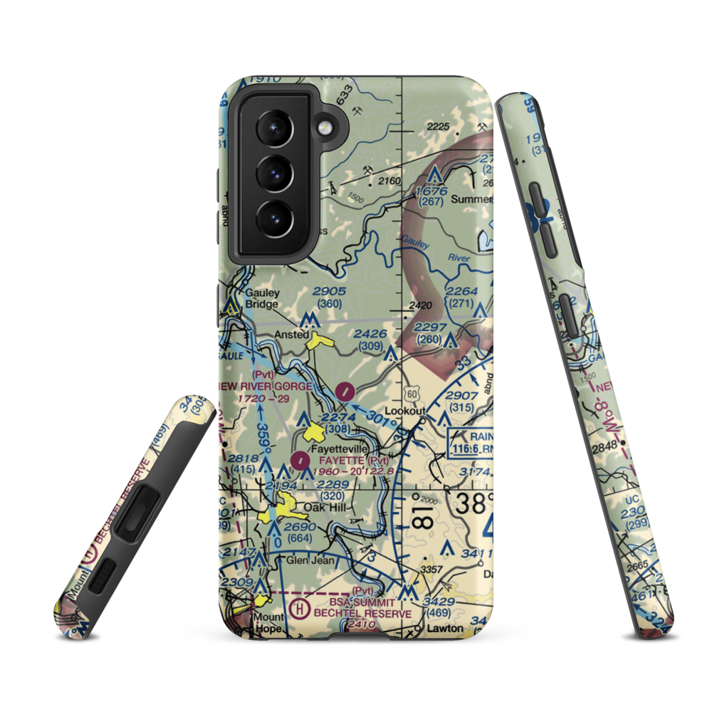 Lee Massey Airport (WV01) VFR Sectional Samsung Phone Case Samsung Galaxy S21 FE model shown