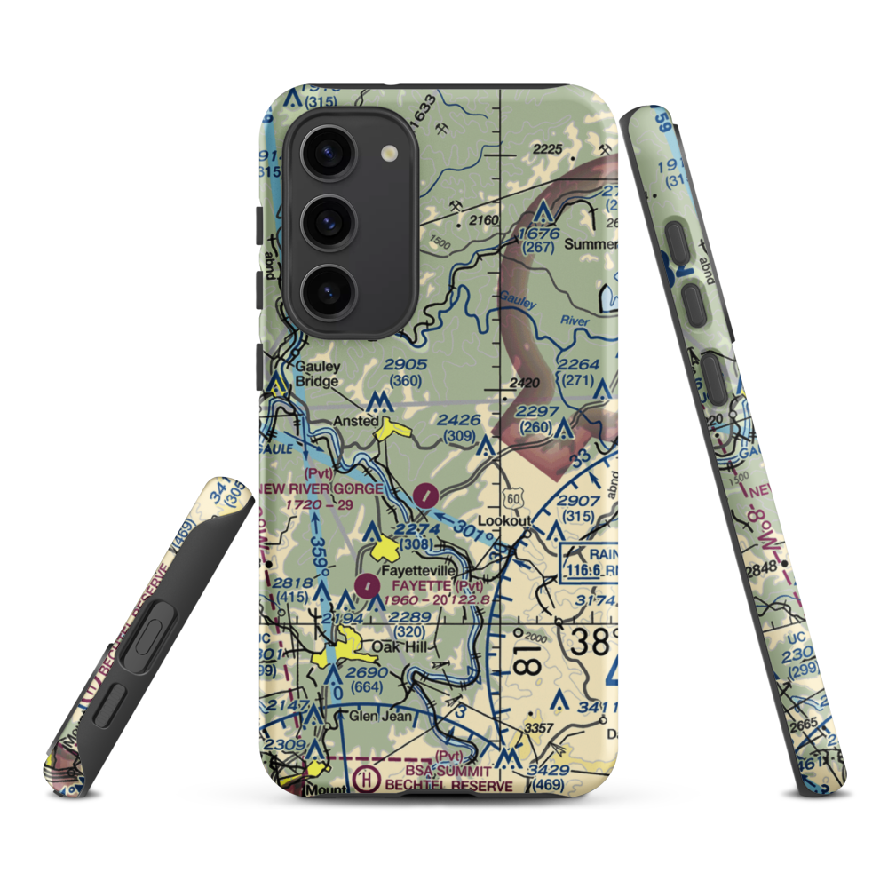 Lee Massey Airport (WV01) VFR Sectional Samsung Phone Case Samsung Galaxy S23 Plus model shown
