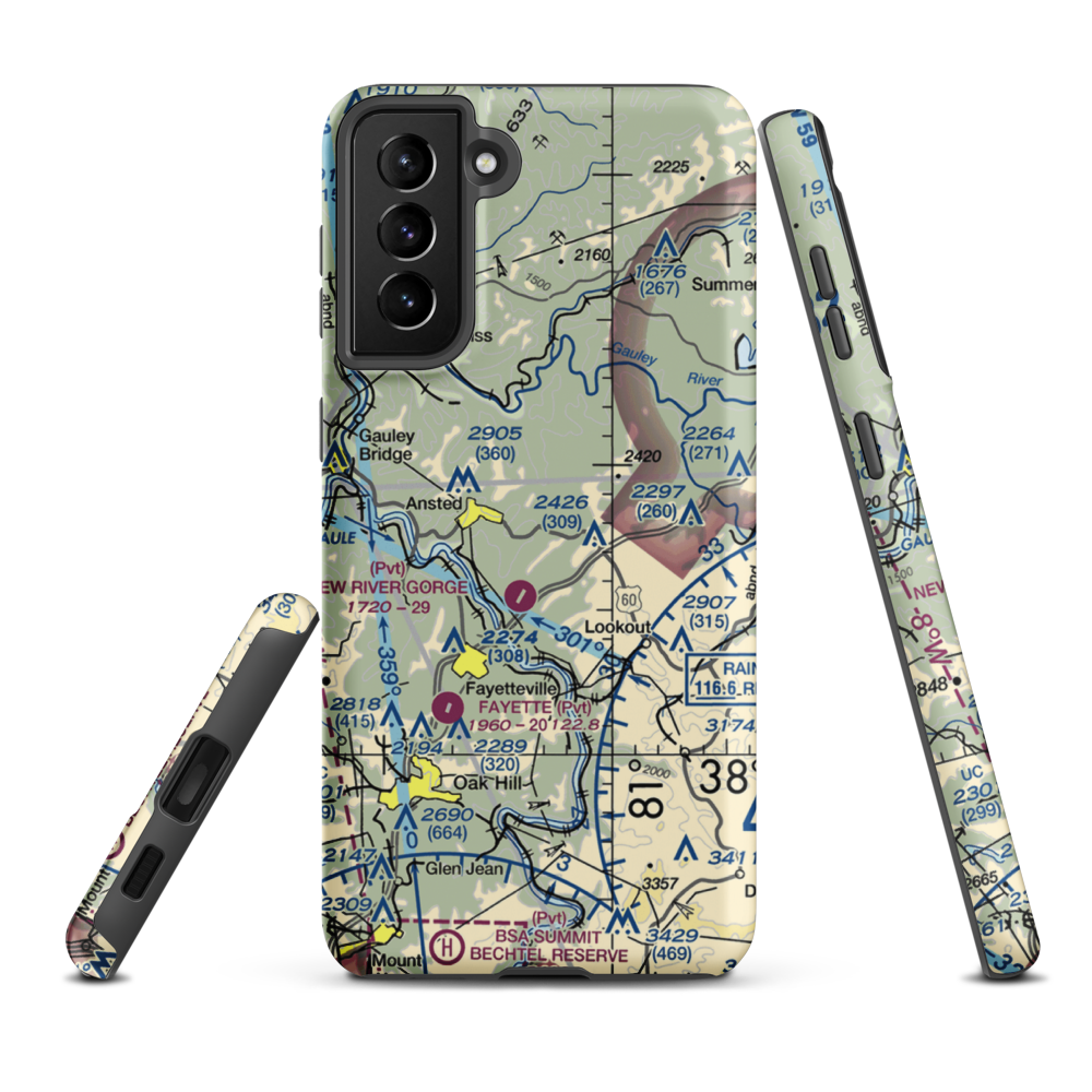 Lee Massey Airport (WV01) VFR Sectional Samsung Phone Case Samsung Galaxy S21 Plus model shown