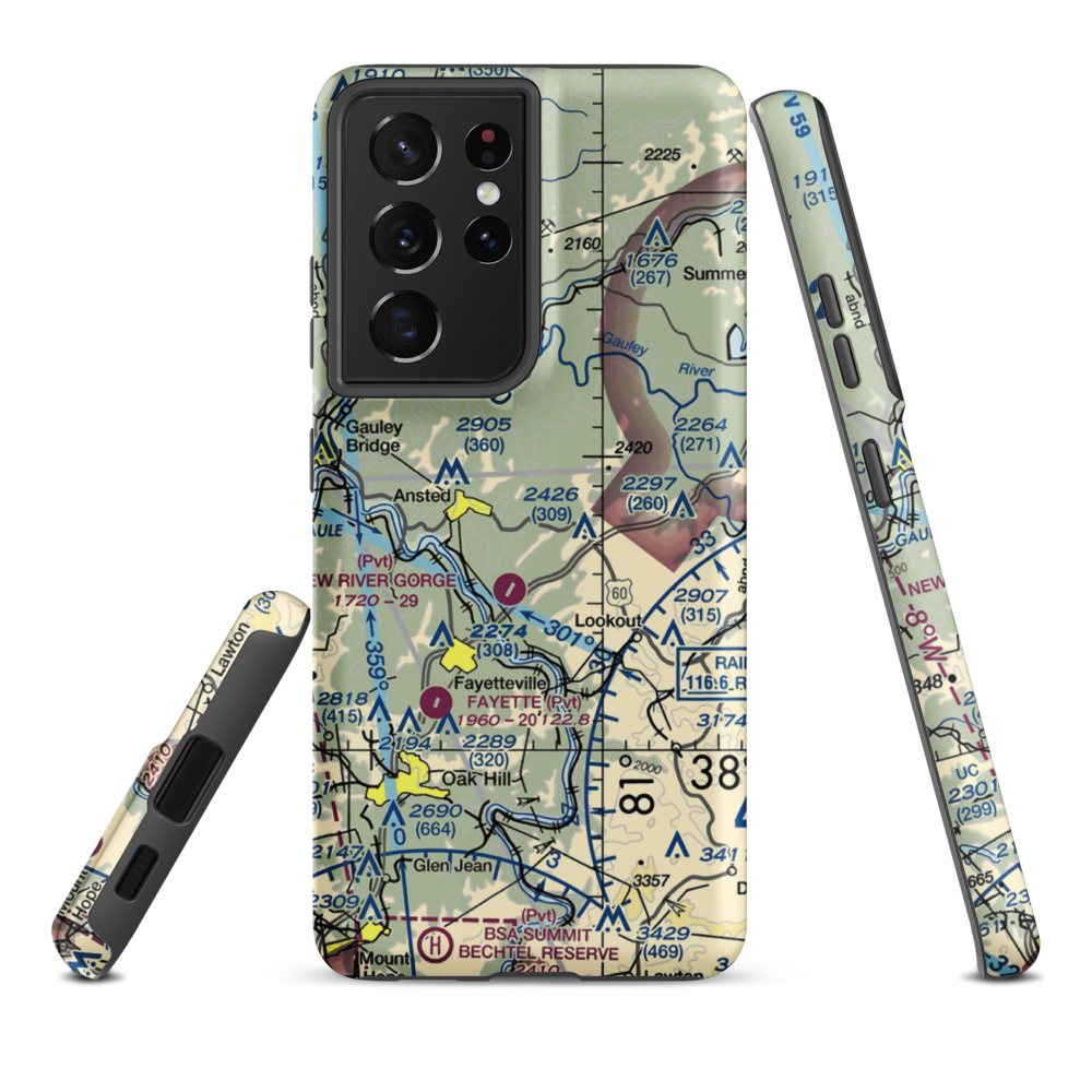 Lee Massey Airport (WV01) VFR Sectional Samsung Phone Case Samsung Galaxy S21 Ultra model shown