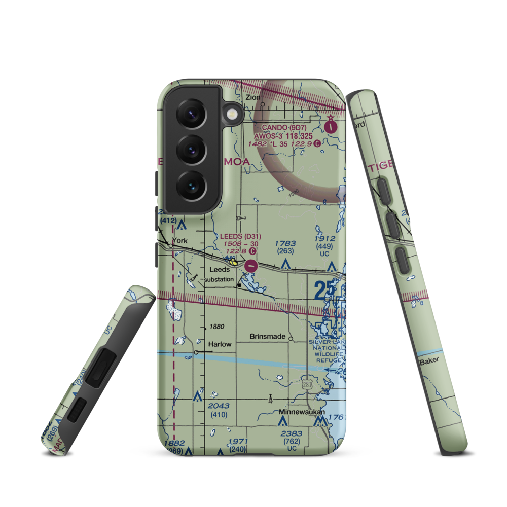 Leeds Municipal Airport (D31) VFR Sectional Samsung Phone Case Samsung Galaxy S22 model shown