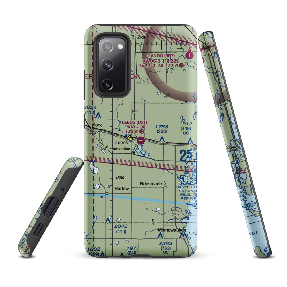 Leeds Municipal Airport (D31) VFR Sectional Samsung Phone Case Samsung Galaxy S20 FE model shown