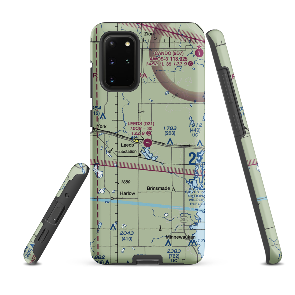 Leeds Municipal Airport (D31) VFR Sectional Samsung Phone Case Samsung Galaxy S20 Plus model shown