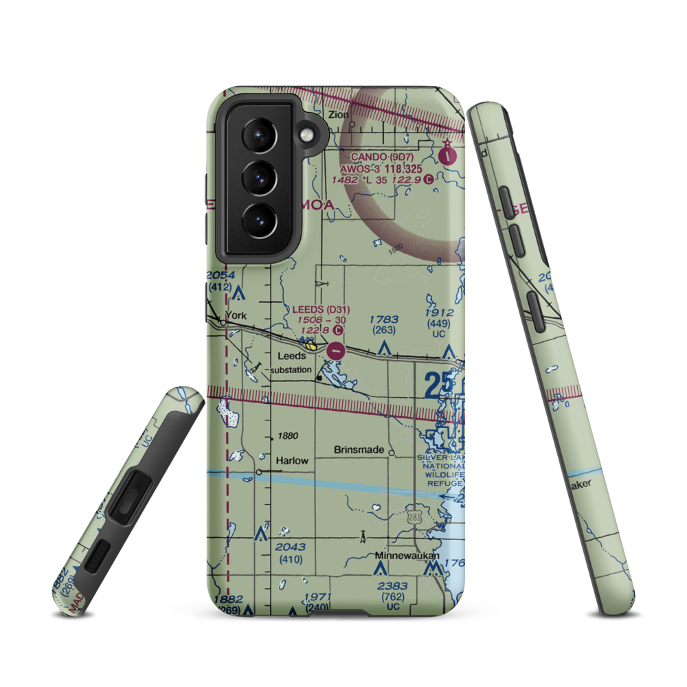 Leeds Municipal Airport (D31) VFR Sectional Samsung Phone Case Samsung Galaxy S21 model shown