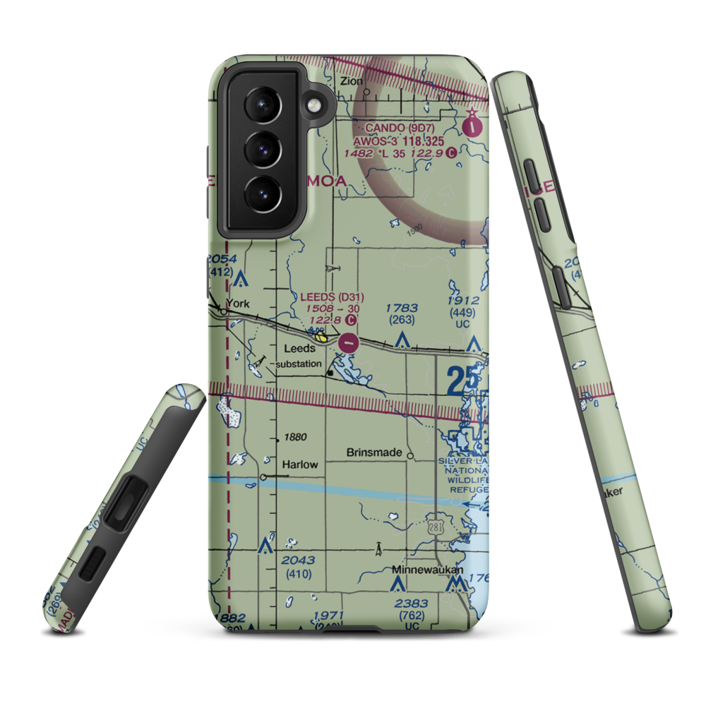 Leeds Municipal Airport (D31) VFR Sectional Samsung Phone Case Samsung Galaxy S21 Plus model shown