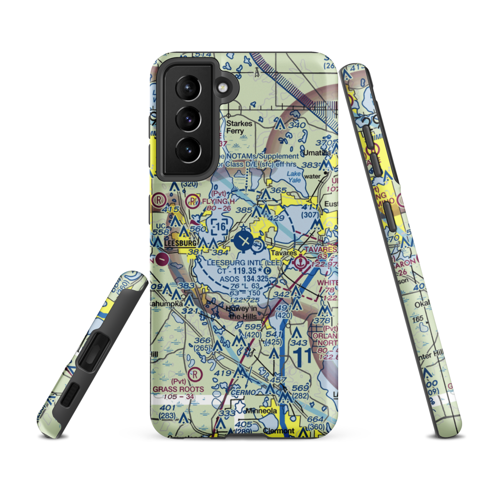 Leesburg International Airport (LEE) VFR Sectional Samsung Phone Case Samsung Galaxy S21 FE model shown
