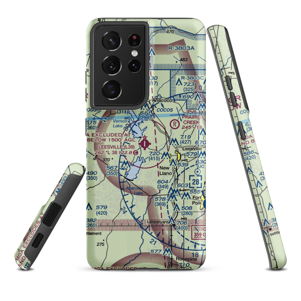Leesville Airport (L39) VFR Sectional Samsung Phone Case Samsung Galaxy S21 Plus model shown