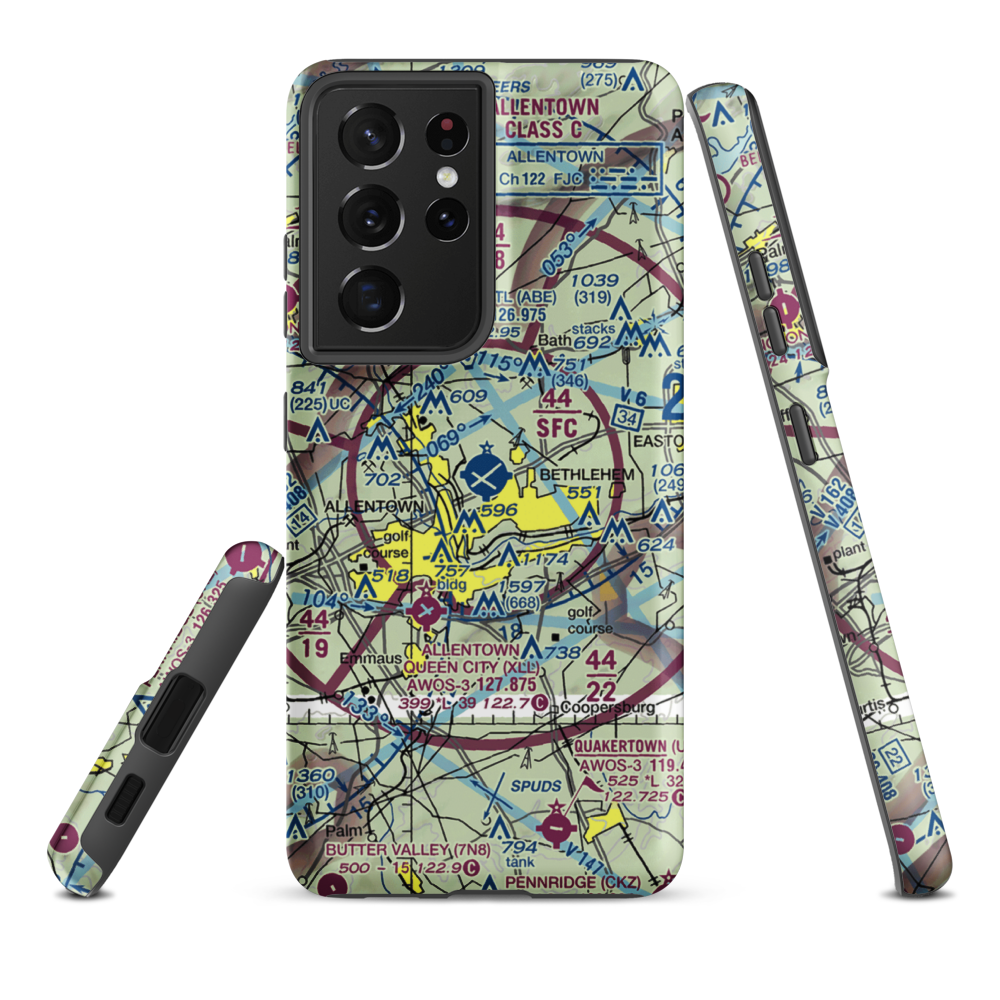 Lehigh Valley International Airport (ABE) VFR Sectional Samsung Phone Case Samsung Galaxy S21 Plus model shown