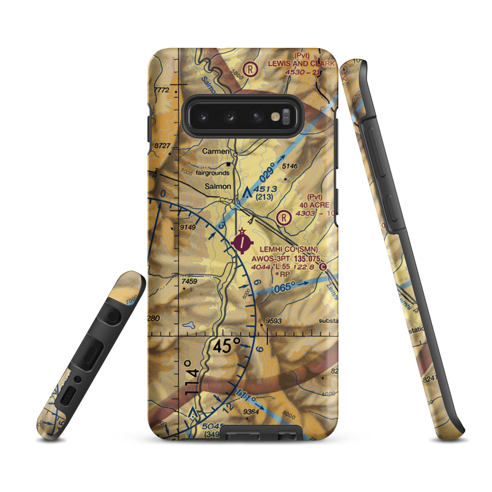 Lemhi County Airport (SMN) VFR Sectional Samsung Phone Case Samsung Galaxy S10e model shown