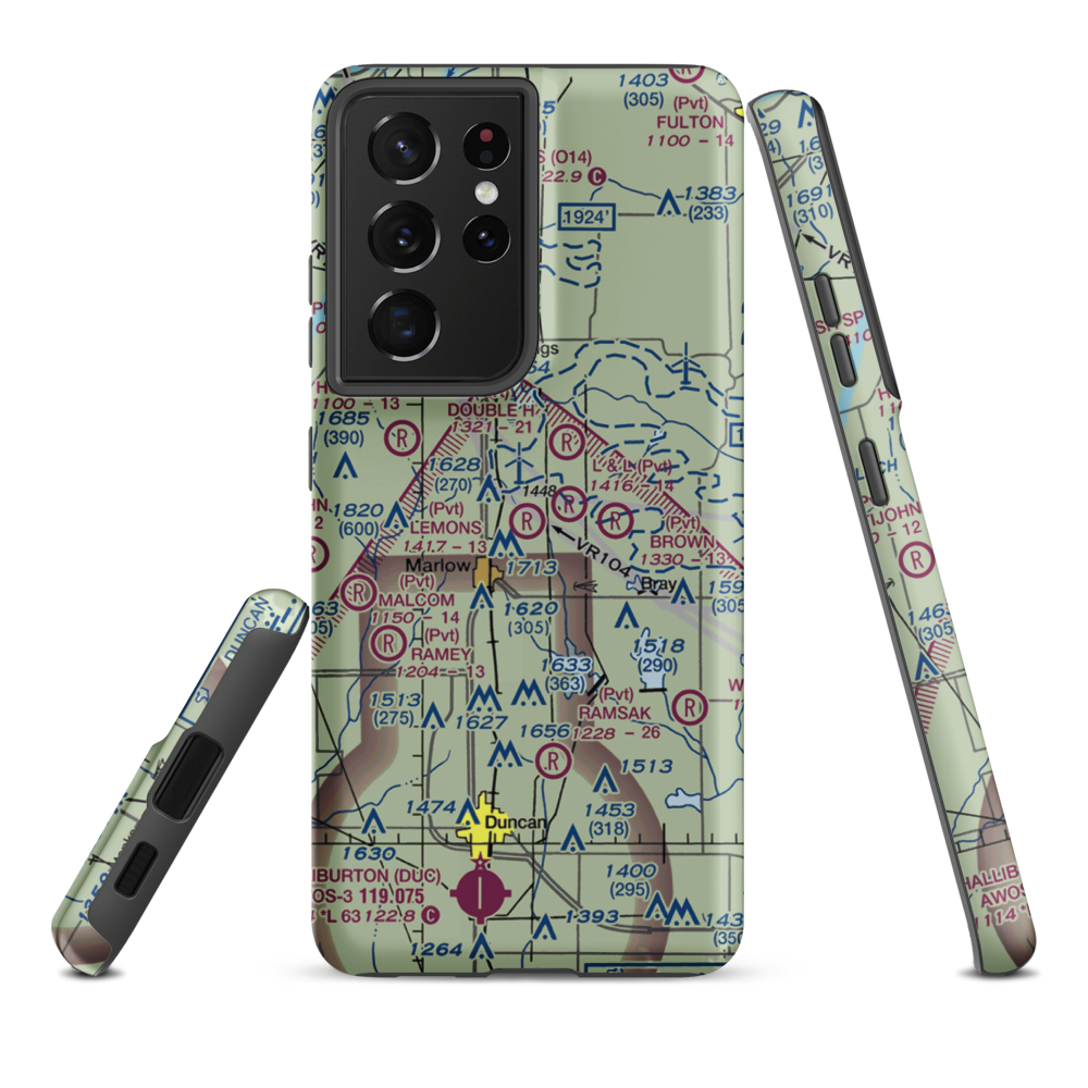 Lemons Airstrip (61OK) VFR Sectional Samsung Phone Case Samsung Galaxy S21 Plus model shown