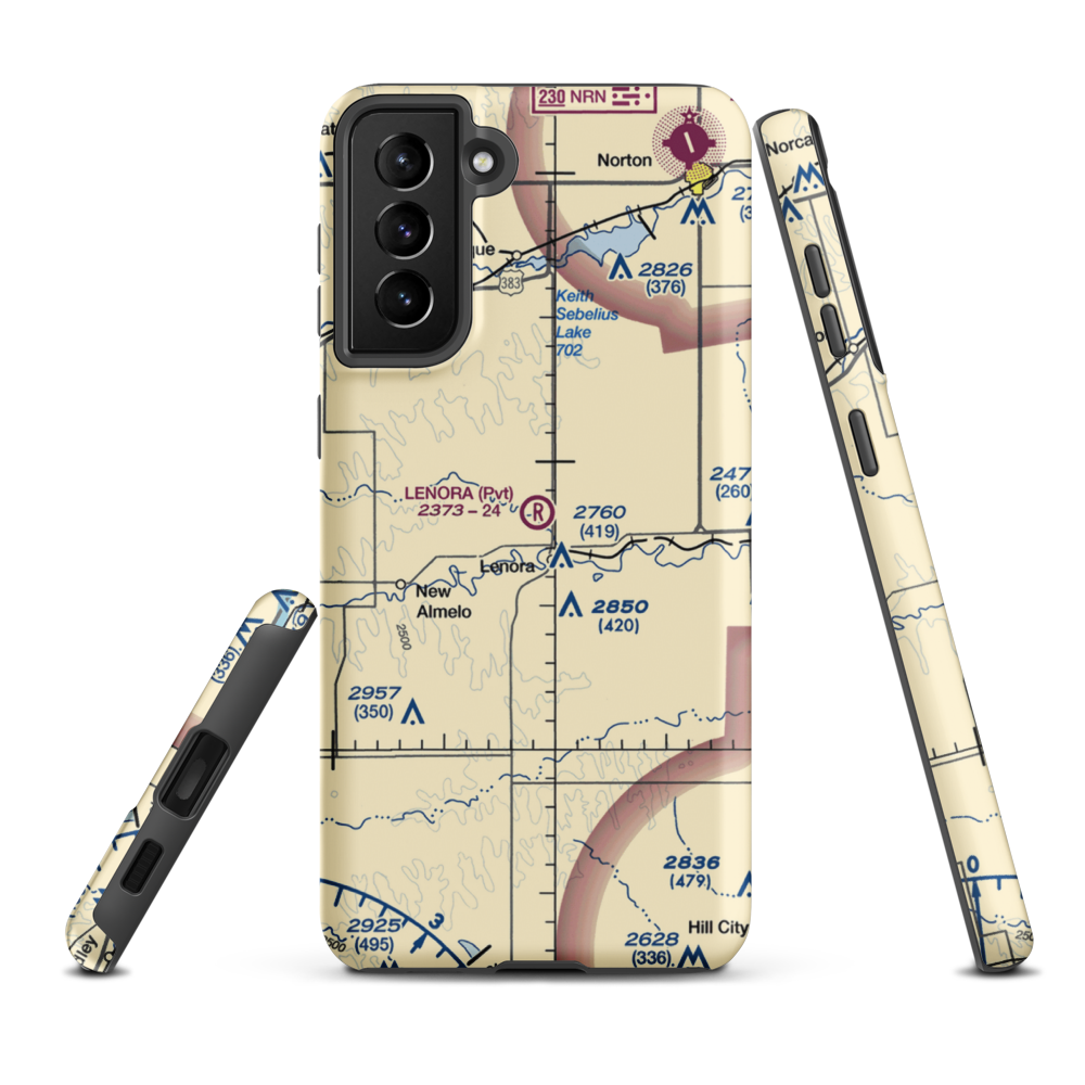 Lenora Municipal Airport (SN03) VFR Sectional Samsung Phone Case Samsung Galaxy S21 FE model shown
