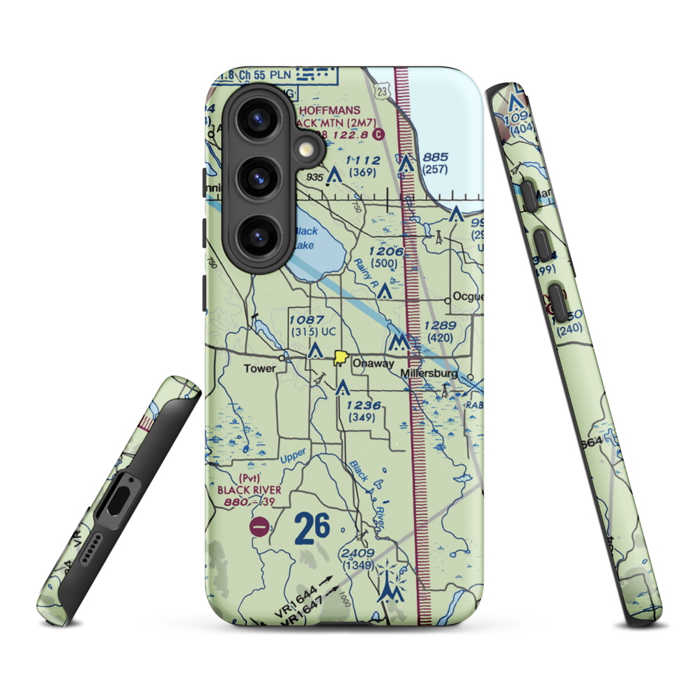 Leo E. Goetz County Airport (Y96) VFR Sectional Samsung Phone Case Samsung Galaxy S24 Plus model shown
