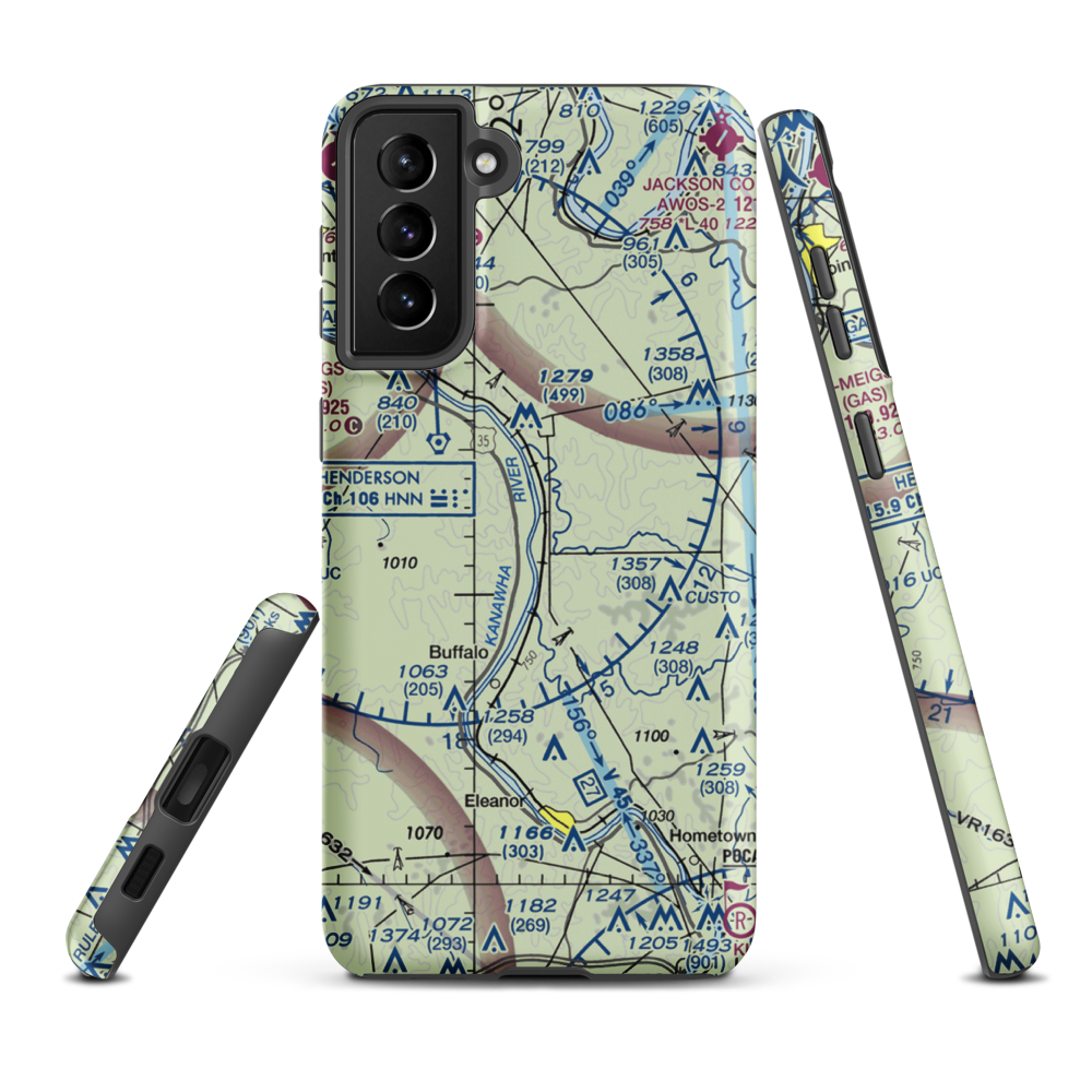 Leon Airport (W07) VFR Sectional Samsung Phone Case Samsung Galaxy S21 Plus model shown