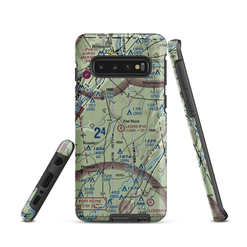 Leon's Landing Airport (4AL7) VFR Sectional Samsung Phone Case Samsung Galaxy S10 model shown