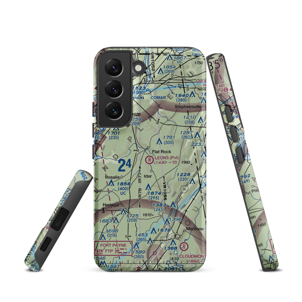 Leon's Landing Airport (4AL7) VFR Sectional Samsung Phone Case Samsung Galaxy S22 model shown