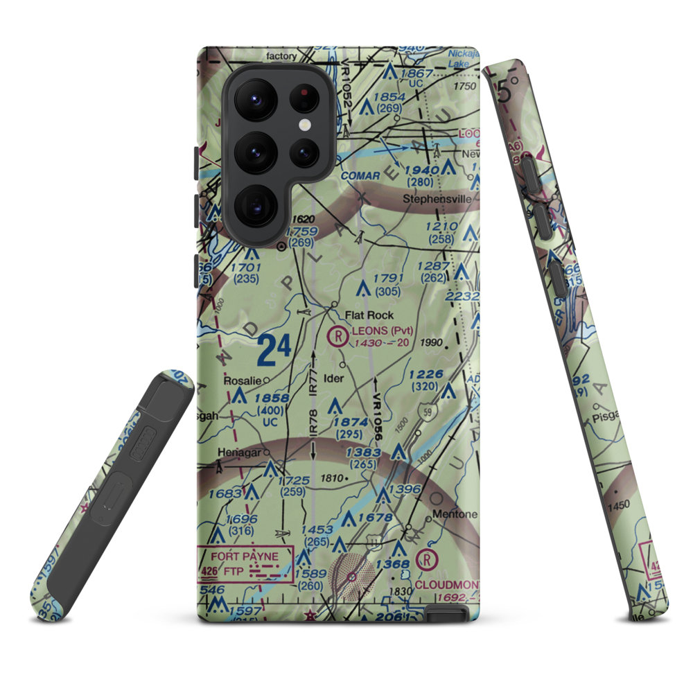 Leon's Landing Airport (4AL7) VFR Sectional Samsung Phone Case Samsung Galaxy S22 Ultra model shown