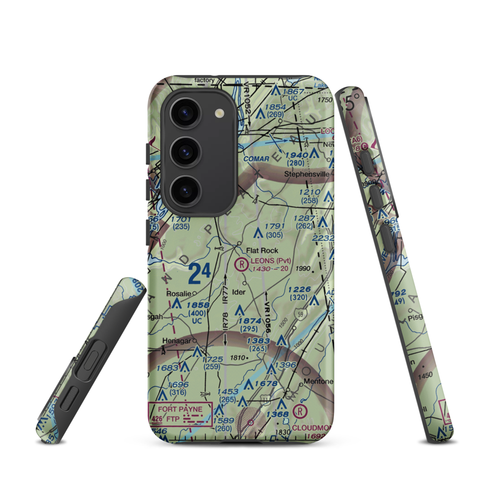 Leon's Landing Airport (4AL7) VFR Sectional Samsung Phone Case Samsung Galaxy S23 model shown