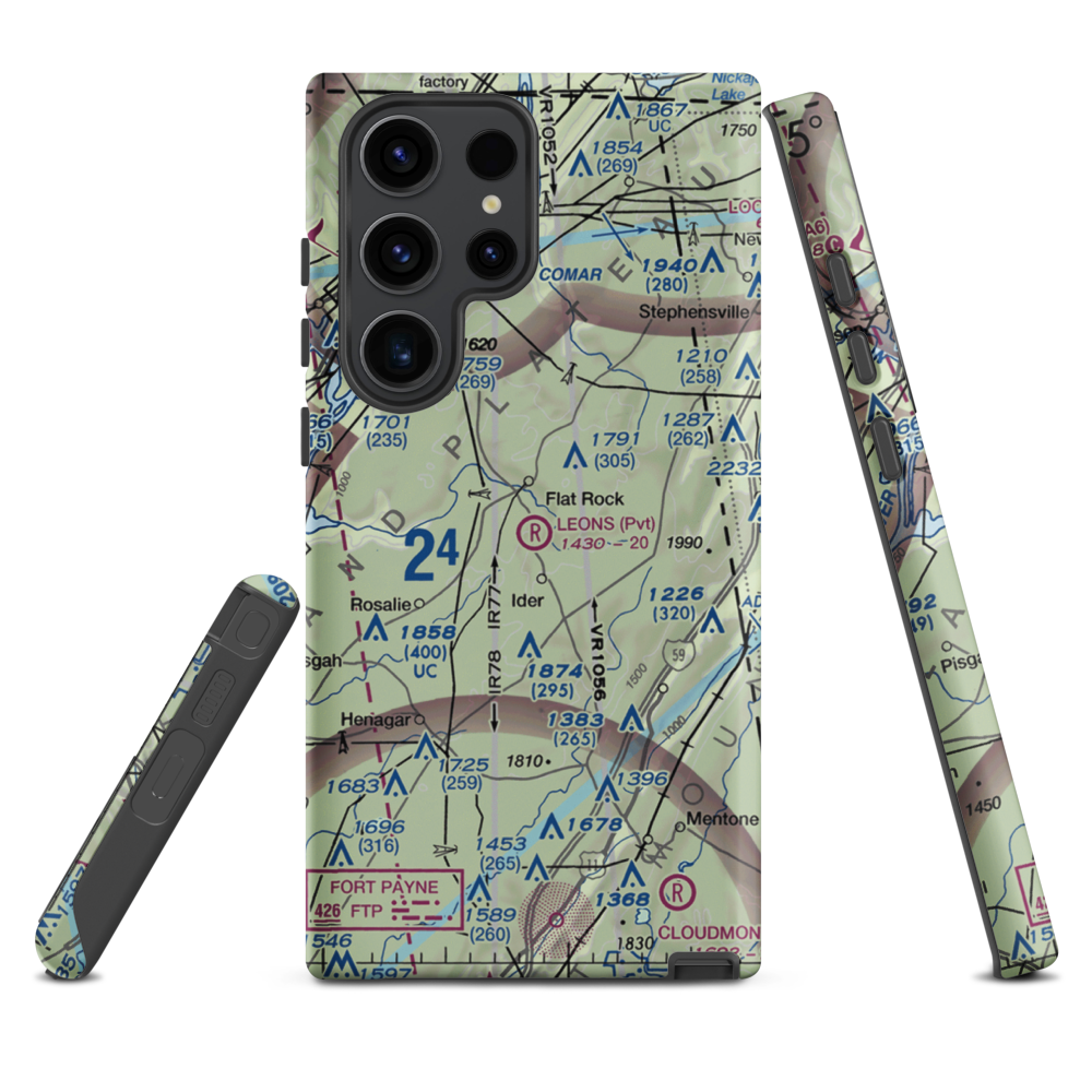 Leon's Landing Airport (4AL7) VFR Sectional Samsung Phone Case Samsung Galaxy S23 Ultra model shown