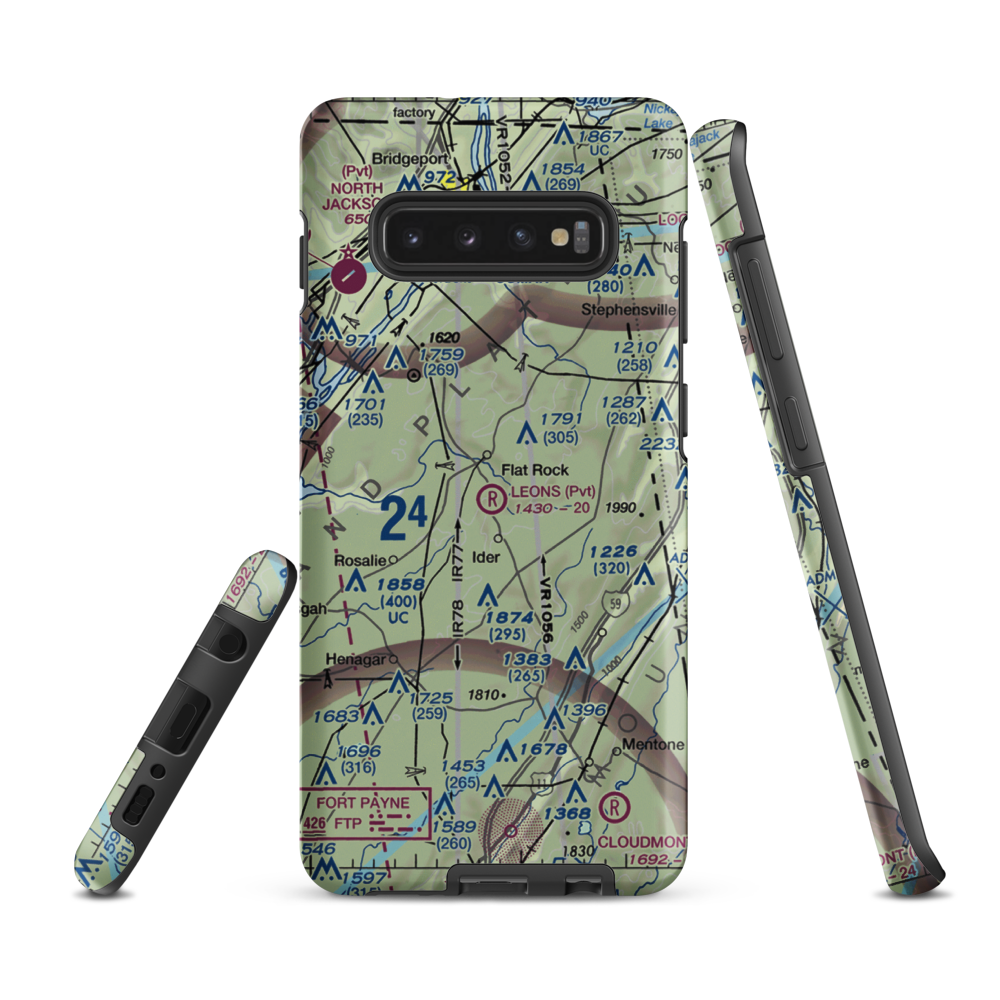Leon's Landing Airport (4AL7) VFR Sectional Samsung Phone Case Samsung Galaxy S10 Plus model shown