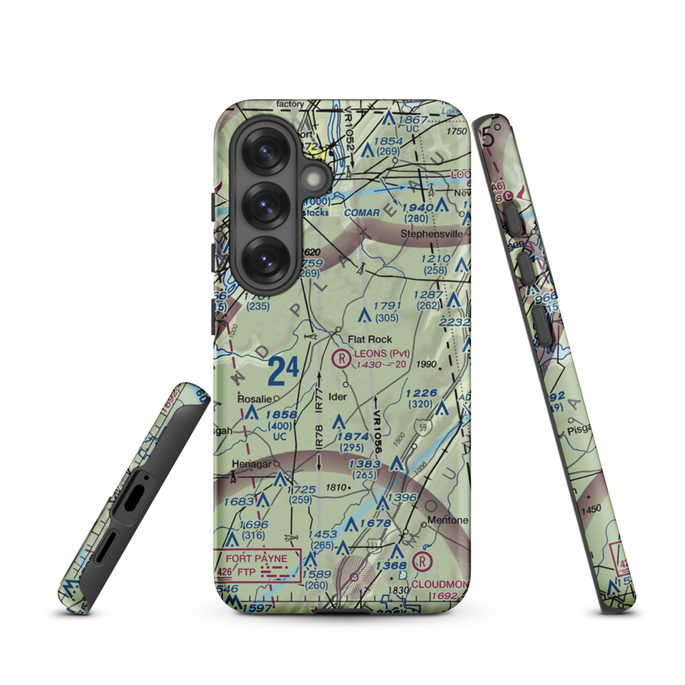 Leon's Landing Airport (4AL7) VFR Sectional Samsung Phone Case Samsung Galaxy S25 model shown