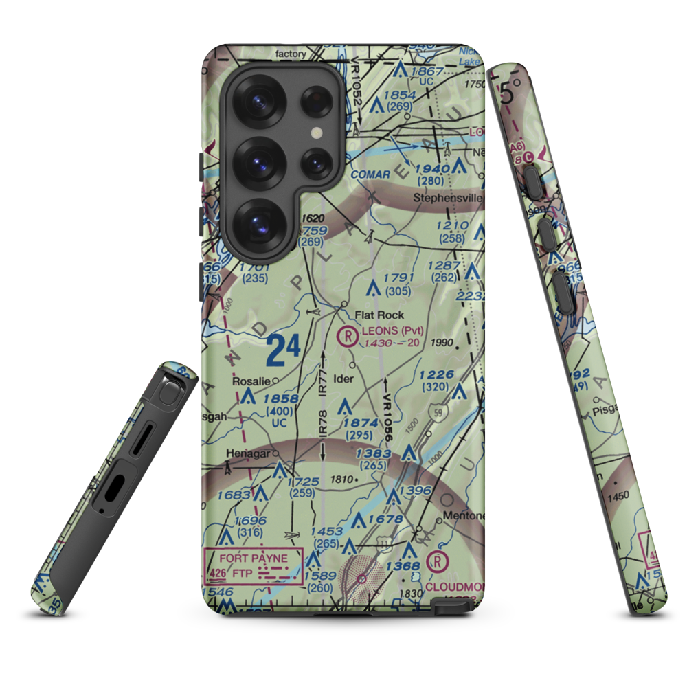 Leon's Landing Airport (4AL7) VFR Sectional Samsung Phone Case Samsung Galaxy S25 Ultra model shown