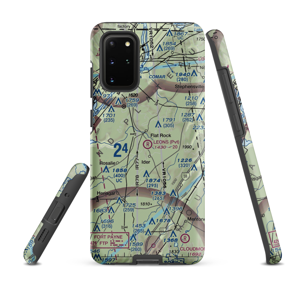 Leon's Landing Airport (4AL7) VFR Sectional Samsung Phone Case Samsung Galaxy S20 Plus model shown