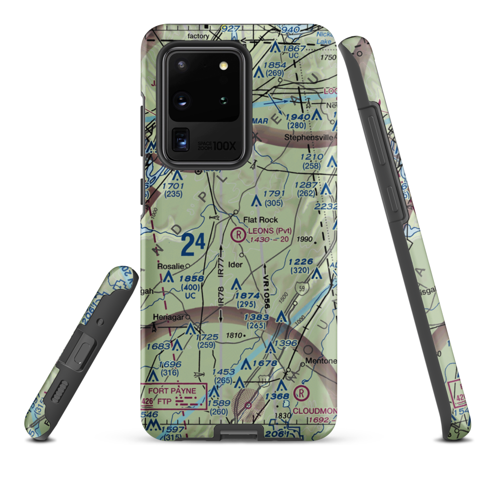 Leon's Landing Airport (4AL7) VFR Sectional Samsung Phone Case Samsung Galaxy S20 Ultra model shown