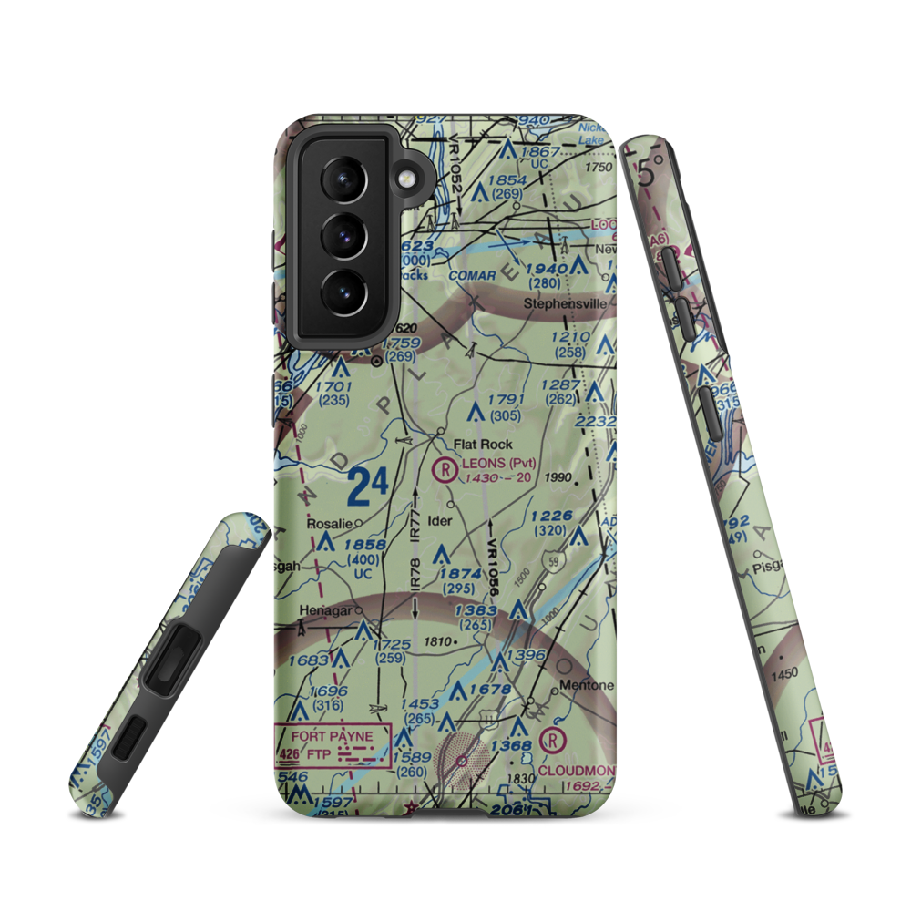 Leon's Landing Airport (4AL7) VFR Sectional Samsung Phone Case Samsung Galaxy S21 model shown