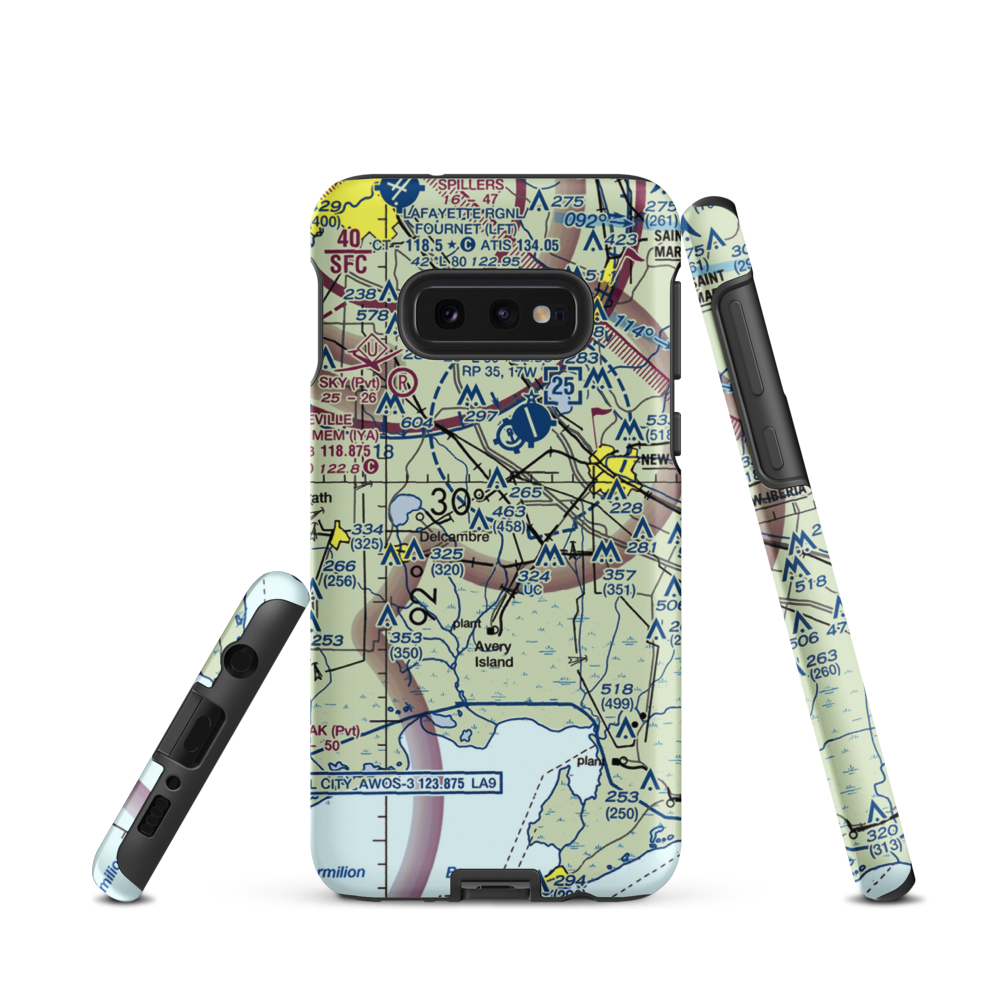 Leonards Airfield & Indust Park Airport (63LA) VFR Sectional Samsung Phone Case Samsung Galaxy S10e model shown
