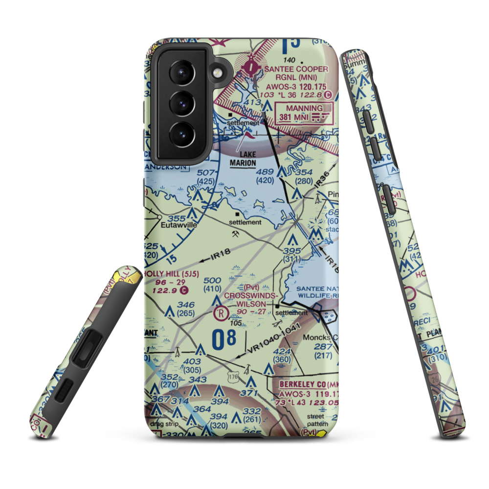 Lesesne Airport (6SC1) VFR Sectional Samsung Phone Case Samsung Galaxy S21 FE model shown