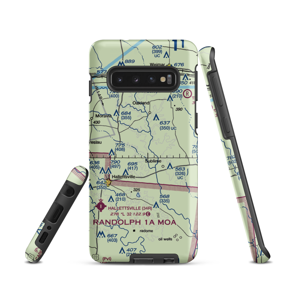 Lesikar Ranch Airport (1T9) VFR Sectional Samsung Phone Case Samsung Galaxy S10 model shown