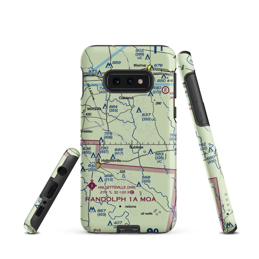 Lesikar Ranch Airport (1T9) VFR Sectional Samsung Phone Case Samsung Galaxy S10 Plus model shown