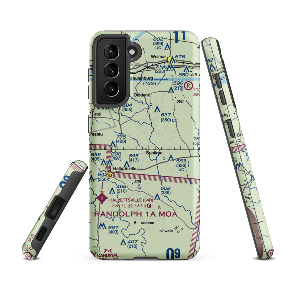 Lesikar Ranch Airport (1T9) VFR Sectional Samsung Phone Case Samsung Galaxy S21 Ultra model shown