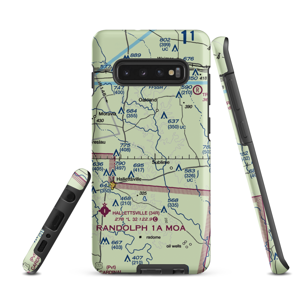 Lesikar Ranch Airport (1T9) VFR Sectional Samsung Phone Case Samsung Galaxy S10e model shown