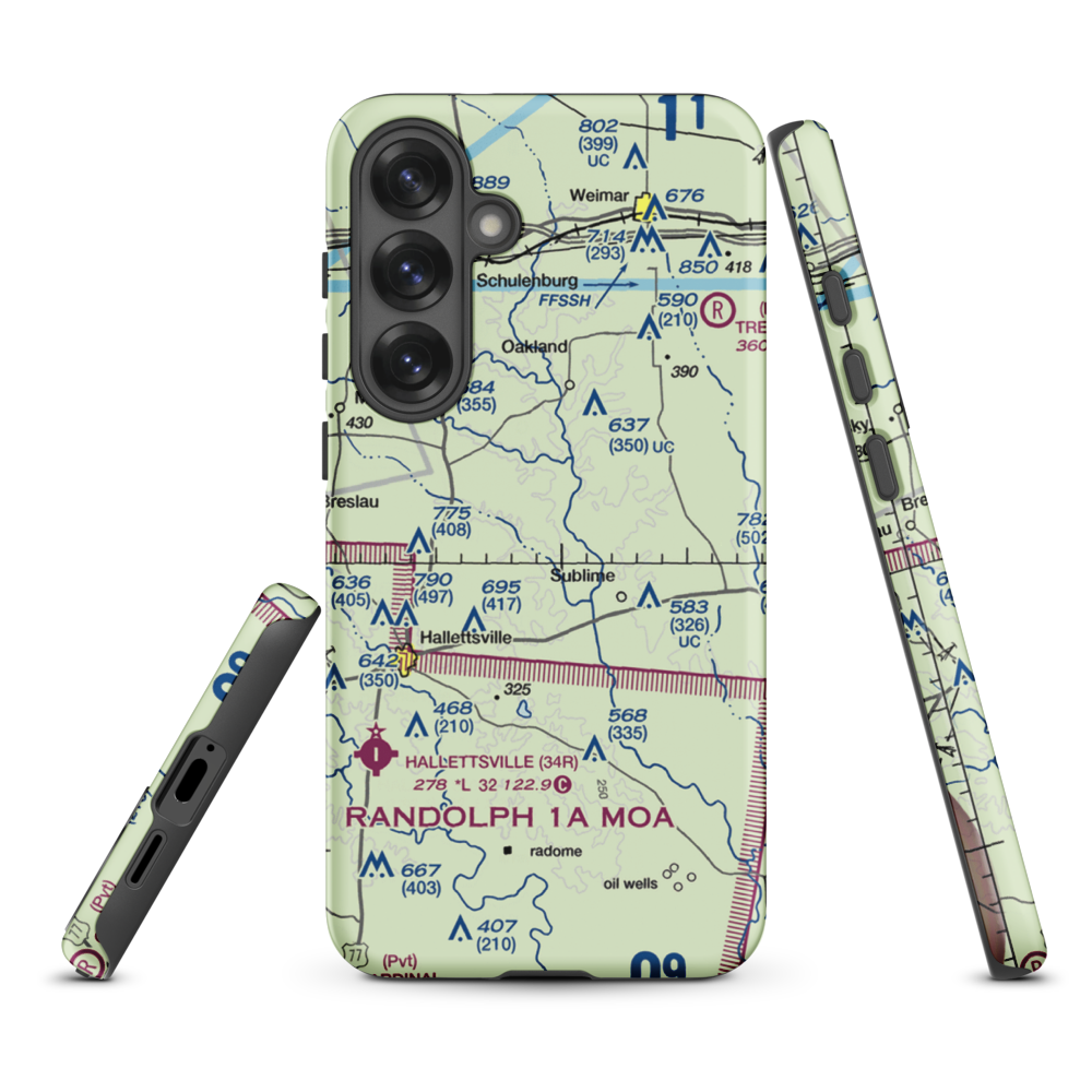 Lesikar Ranch Airport (1T9) VFR Sectional Samsung Phone Case Samsung Galaxy S25 Plus model shown