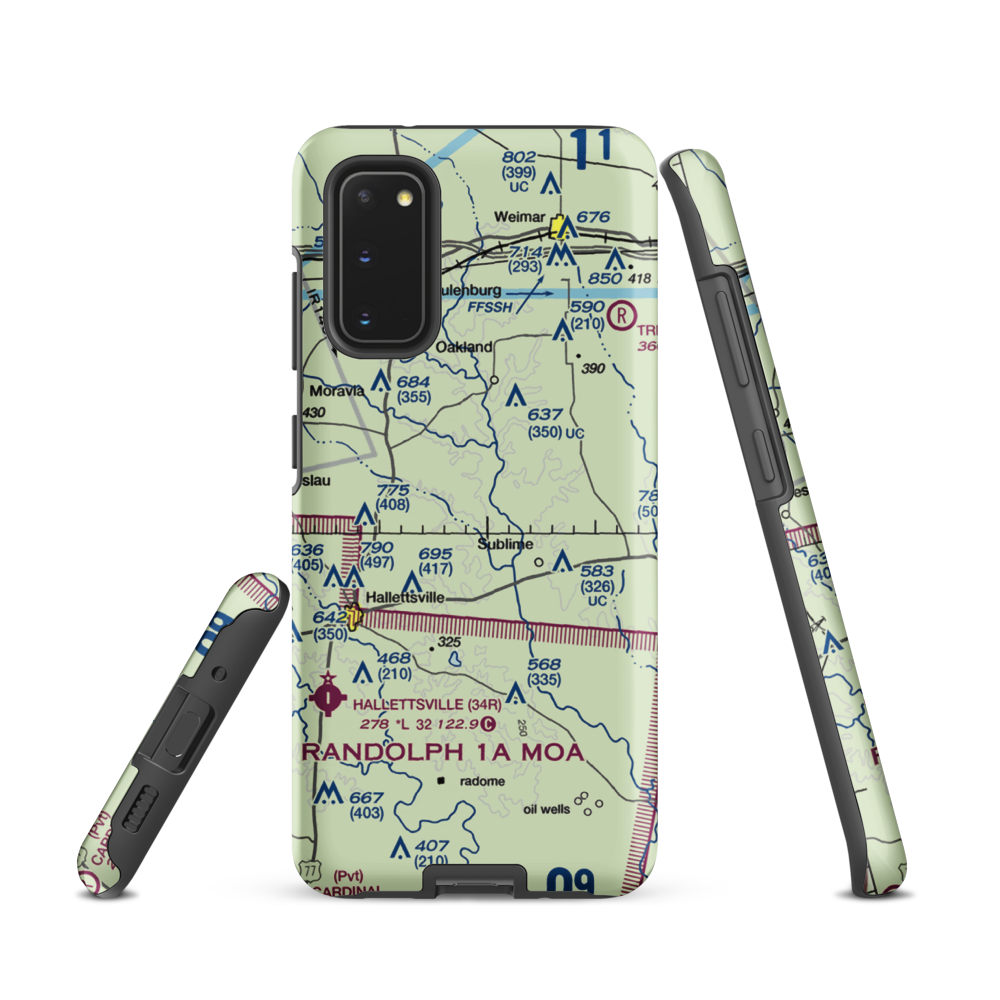 Lesikar Ranch Airport (1T9) VFR Sectional Samsung Phone Case Samsung Galaxy S20 model shown