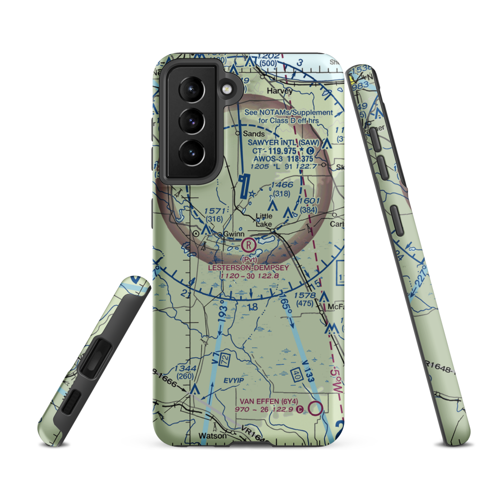Lesterson-Dempsey Airstrip (0MI4) VFR Sectional Samsung Phone Case Samsung Galaxy S21 FE model shown