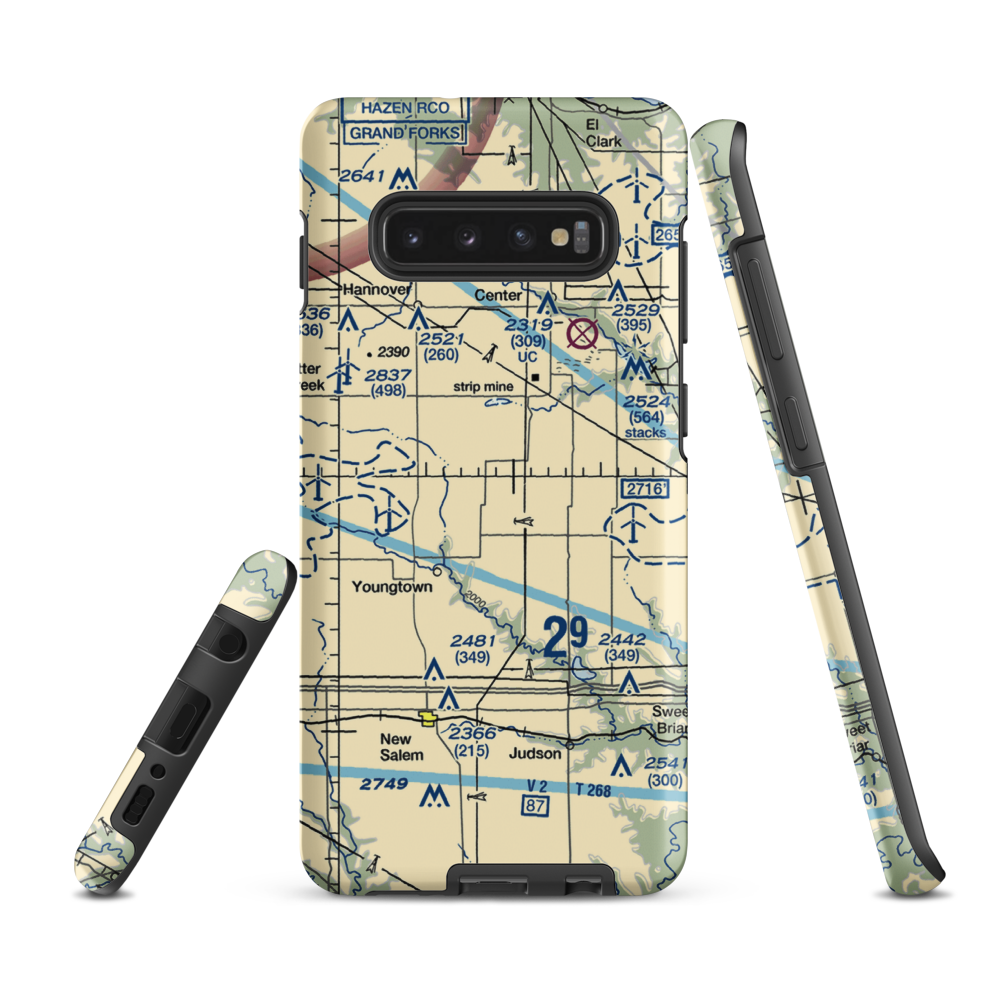 Letzring Airport (ND65) VFR Sectional Samsung Phone Case Samsung Galaxy S10 Plus model shown
