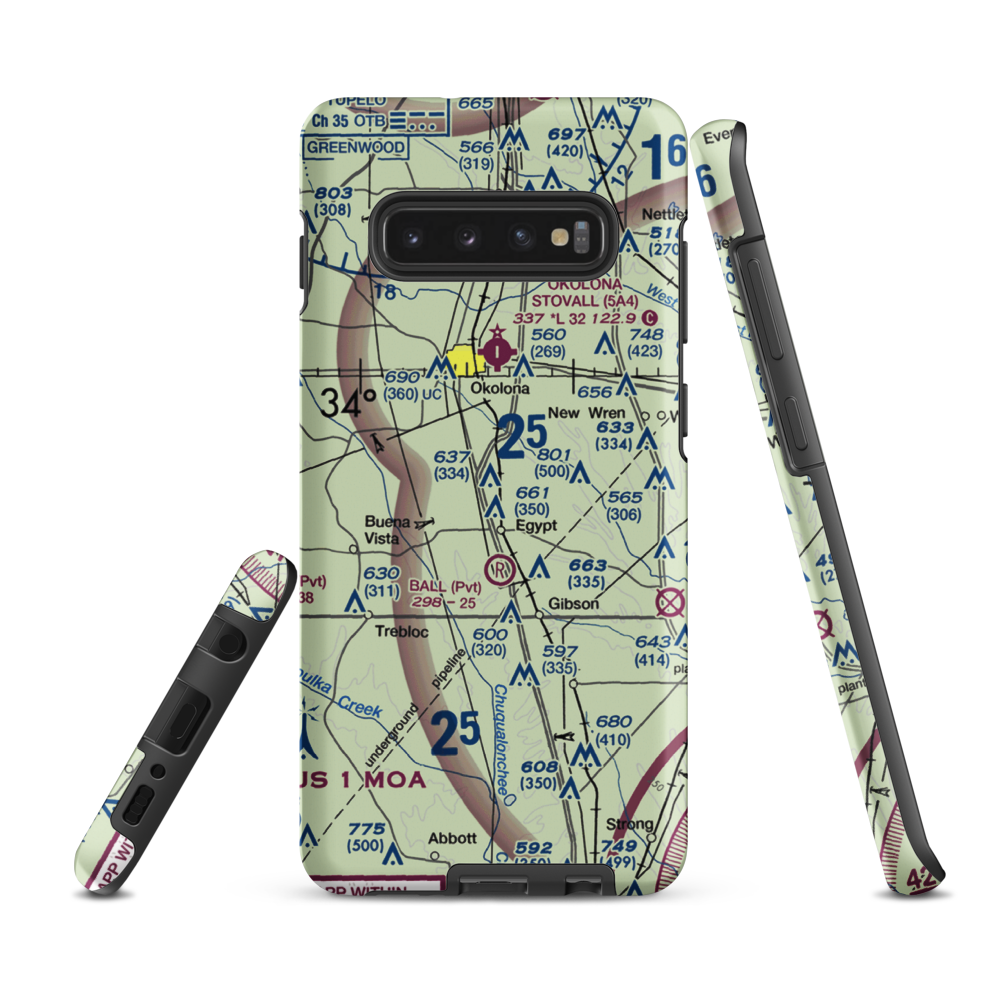 Leuth Flying Service Airport (MS52) VFR Sectional Samsung Phone Case Samsung Galaxy S10 Plus model shown