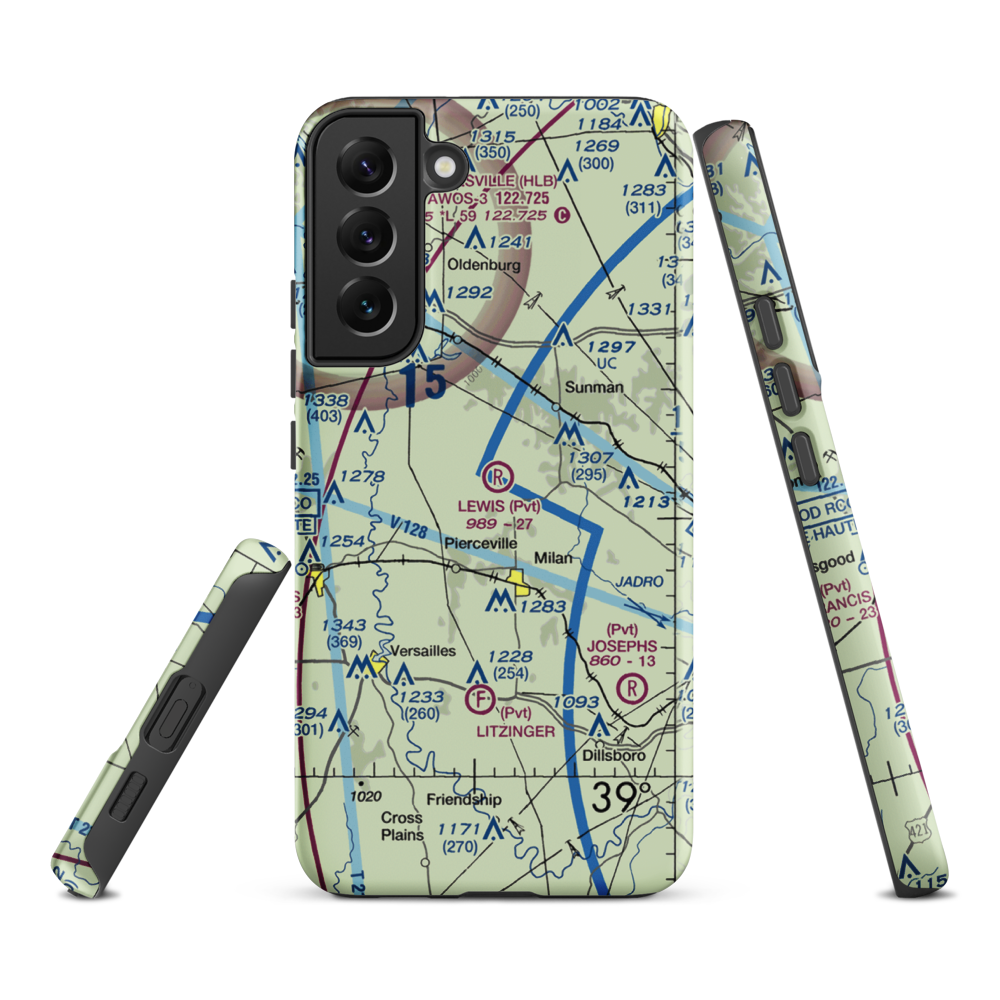 Lewis Airfield (70IN) VFR Sectional Samsung Phone Case Samsung Galaxy S22 Plus model shown