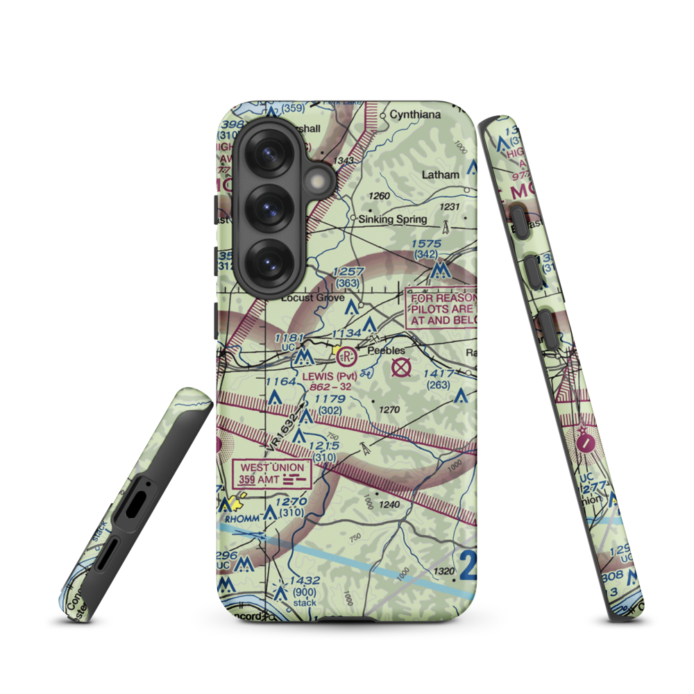 Lewis Airport (1OH9) VFR Sectional Samsung Phone Case Samsung Galaxy S25 model shown
