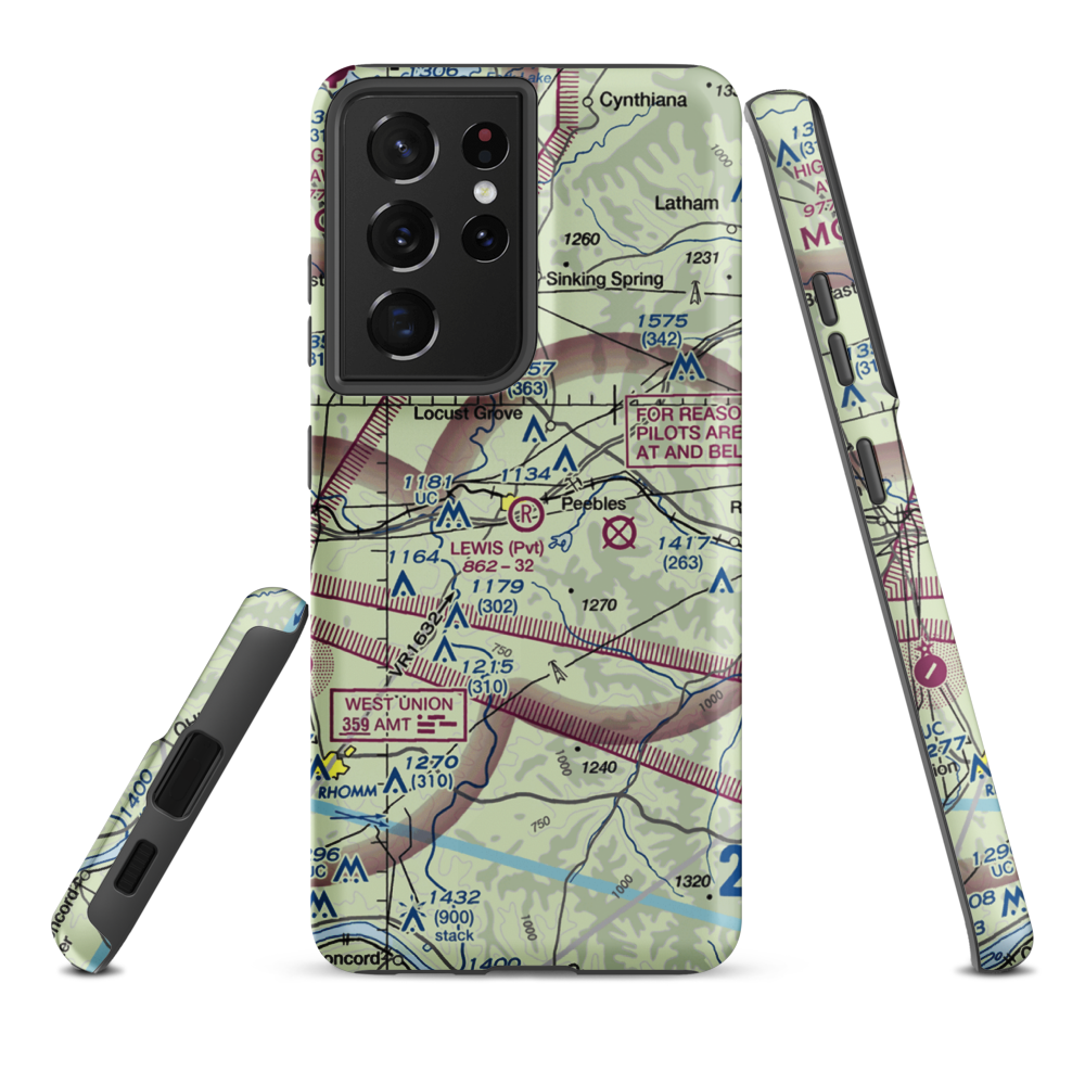 Lewis Airport (1OH9) VFR Sectional Samsung Phone Case Samsung Galaxy S21 Ultra model shown