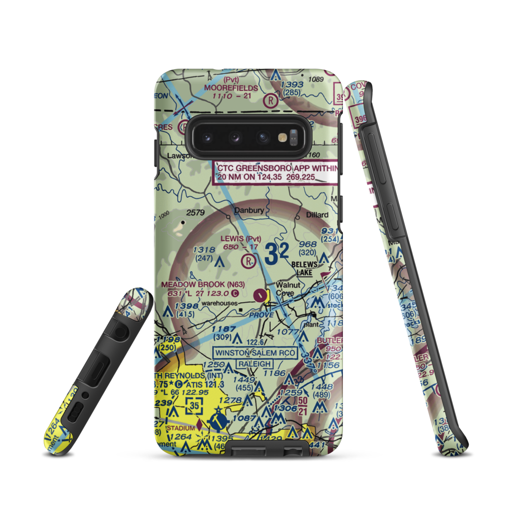 Lewis Airstrip (7NC7) VFR Sectional Samsung Phone Case Samsung Galaxy S10 model shown