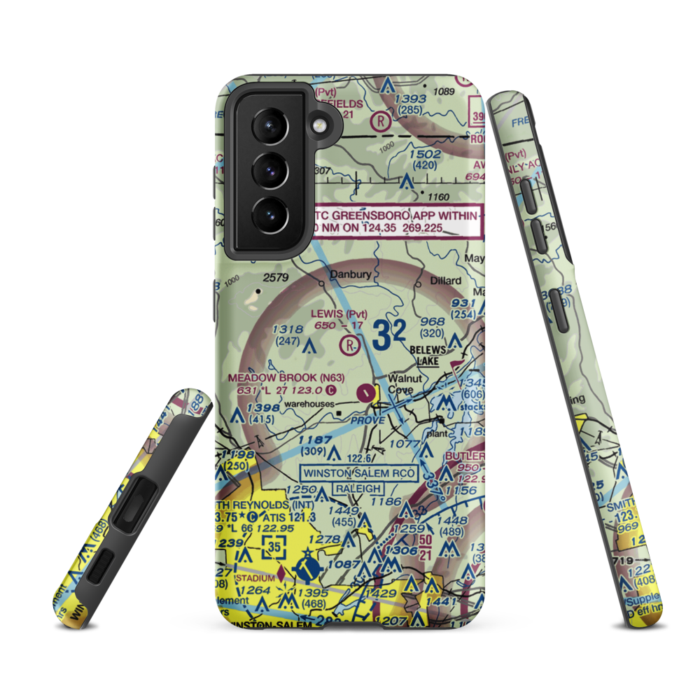 Lewis Airstrip (7NC7) VFR Sectional Samsung Phone Case Samsung Galaxy S21 FE model shown