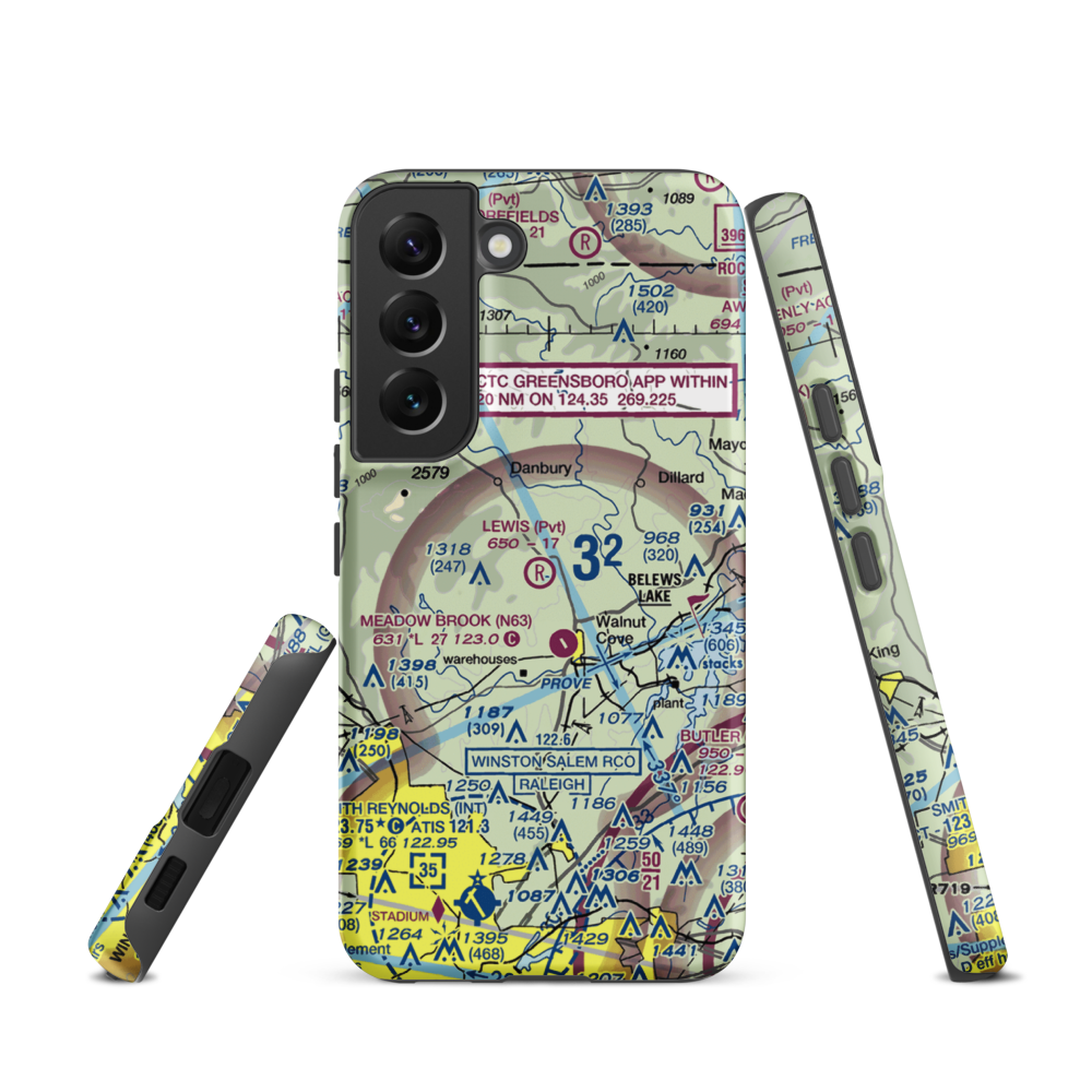 Lewis Airstrip (7NC7) VFR Sectional Samsung Phone Case Samsung Galaxy S22 model shown